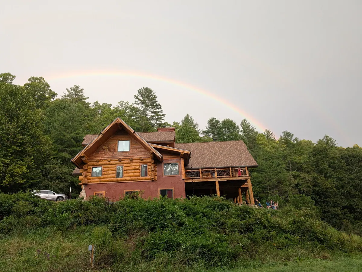 A rainbow over the Love Song lodge