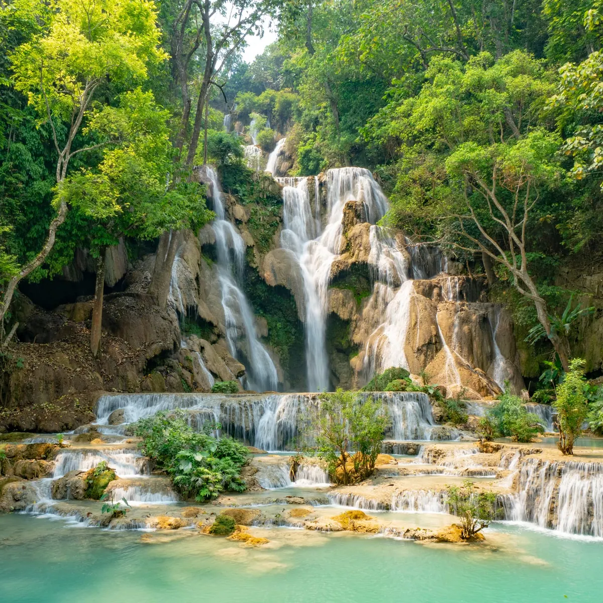 The turquoise tiers of Kuang Si Falls, Laos